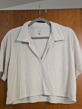 Gilly Hicks Cream Polo Crop Top- Size Medium